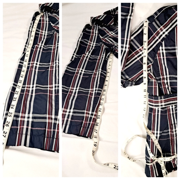 Nautica Double Breasted Blue Plaid Pea Coat Belted Pockets Fleece Lining Large - Picture 16 of 17